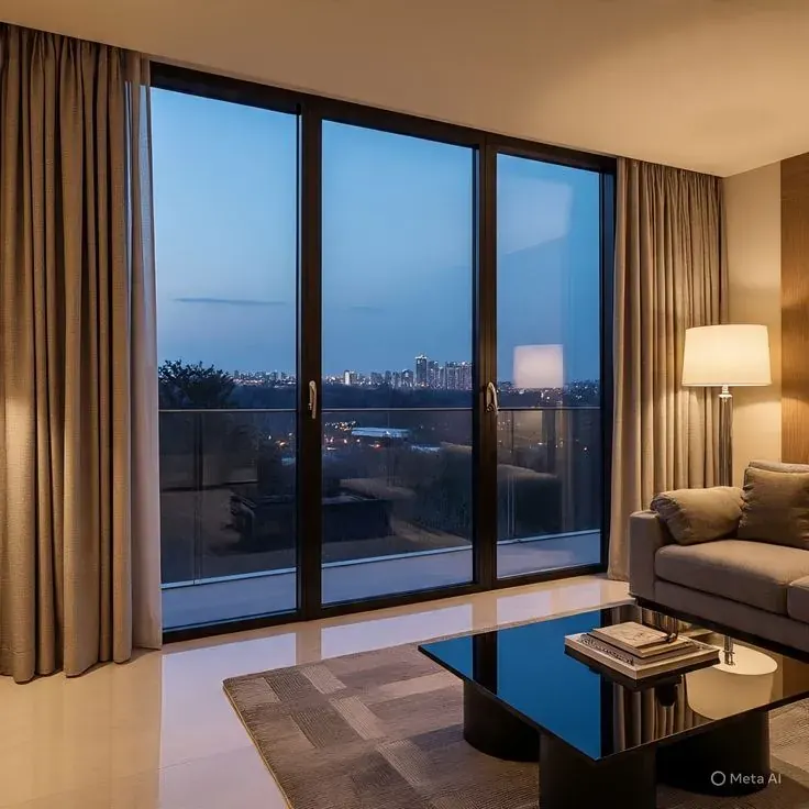 Motorized roller shades on tall Oaklandon windows